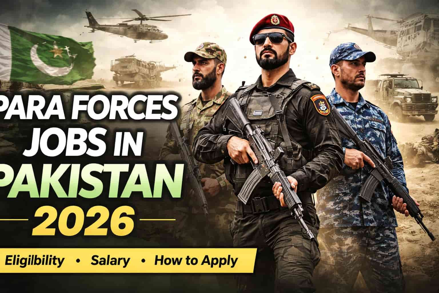 Para Forces Jobs in Pakistan 2026 thumbnail showing Rangers, Frontier Corps and Coast Guards recruitment banner with eligibility, salary and apply details