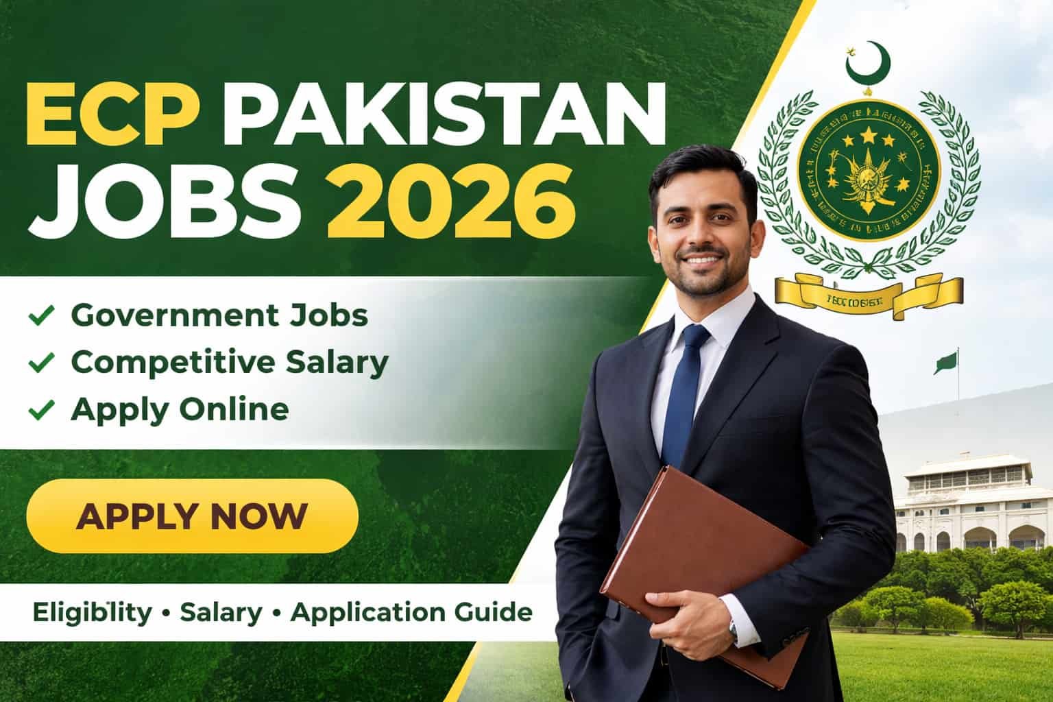 ECP Pakistan Jobs 2026 thumbnail showing Election Commission of Pakistan recruitment banner with apply online message