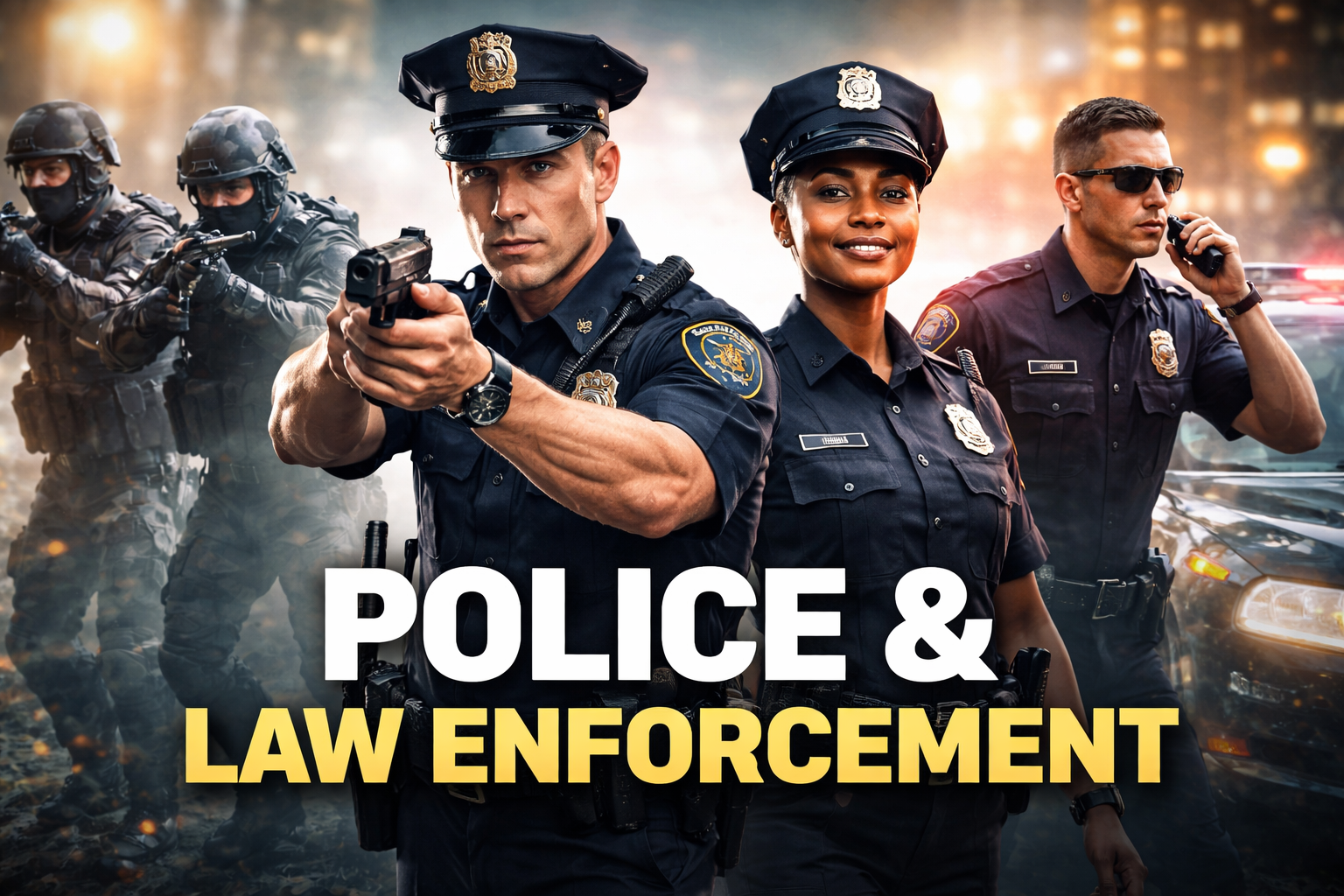 Police & Law Enforcement Jobs 2026 recruitment banner showing Pakistani police officers in uniform with apply online text