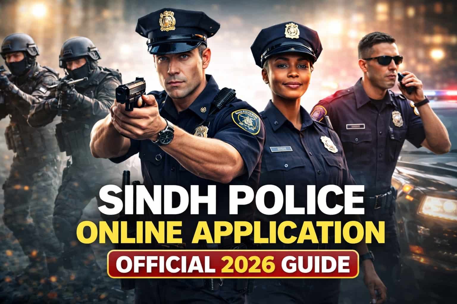 Sindh Police online application 2026 official guide thumbnail showing uniformed officers and recruitment banner