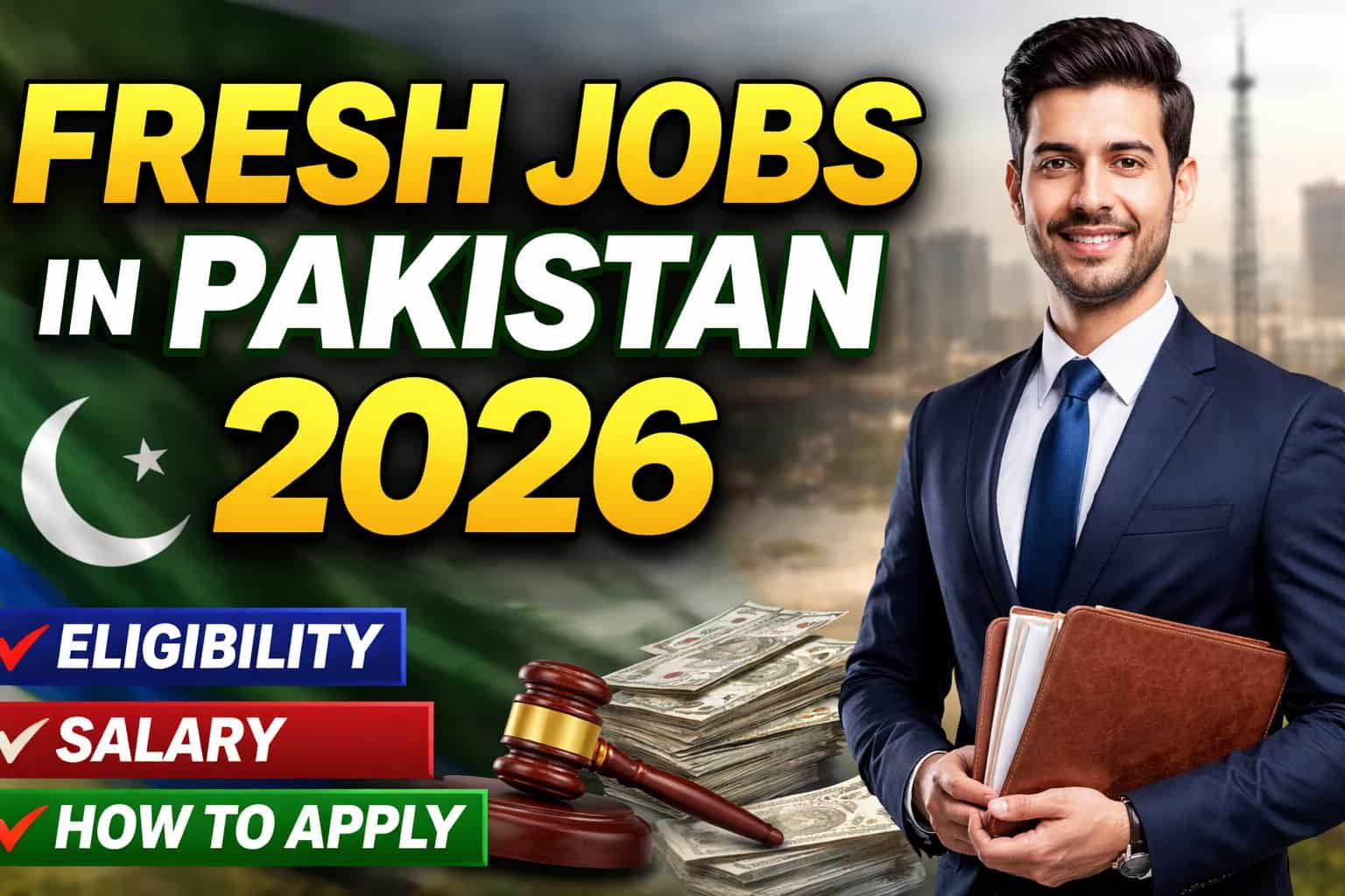 Fresh jobs in Pakistan 2026 thumbnail showing eligibility salary and how to apply guide