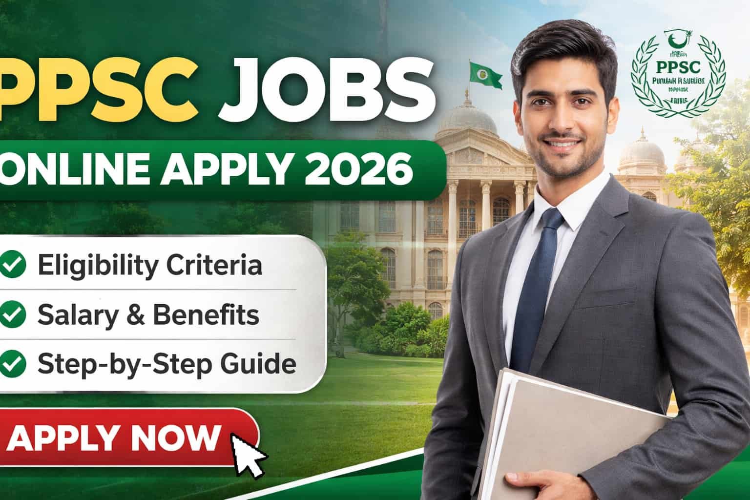 PPSC jobs online apply 2026 official advertisement thumbnail with eligibility, salary and apply now details