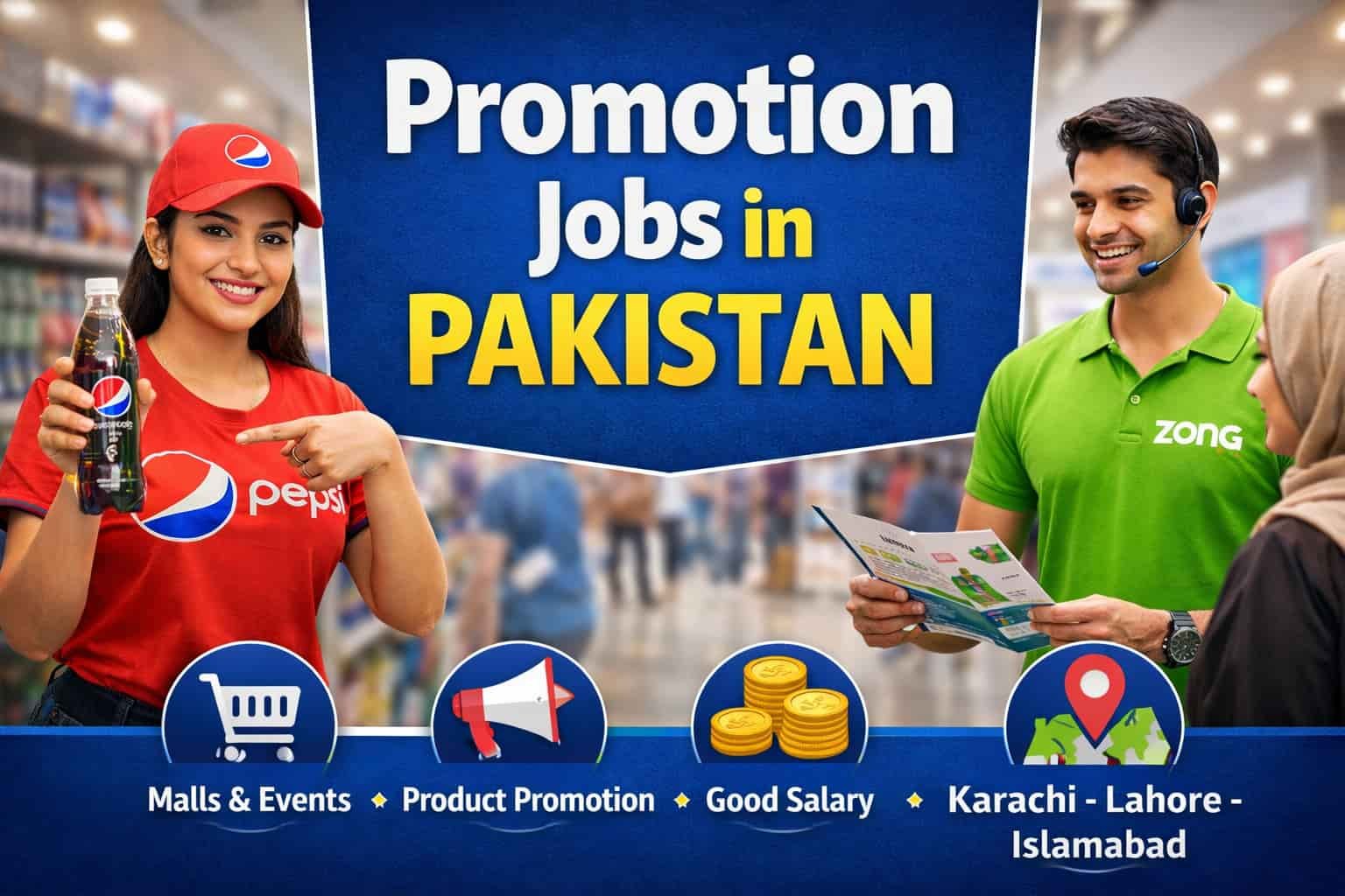 promotion jobs Pakistan 2026 marketing promoter presenting products to customers in retail store