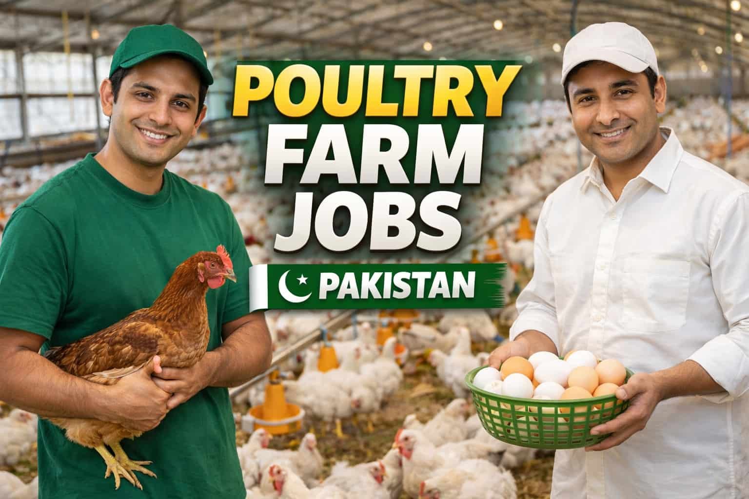 Poultry farm jobs Pakistan 2026 workers feeding chickens in commercial poultry farm
